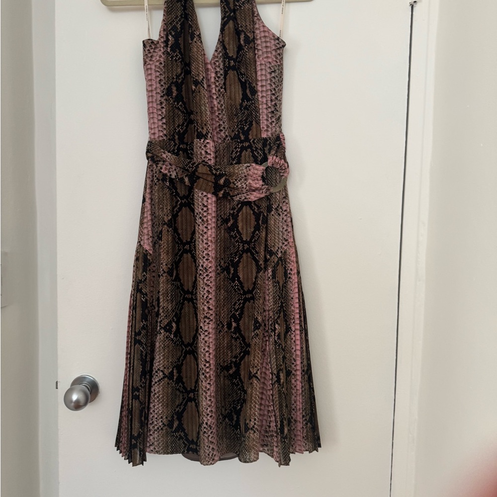 Karen Millen Blush and Tan Halter Dress